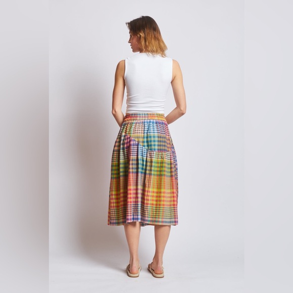 Free People Rujuta Sheth WAVE SKIRT | POSTCARD CHEX Small NWT $198 - Picture 2 of 10